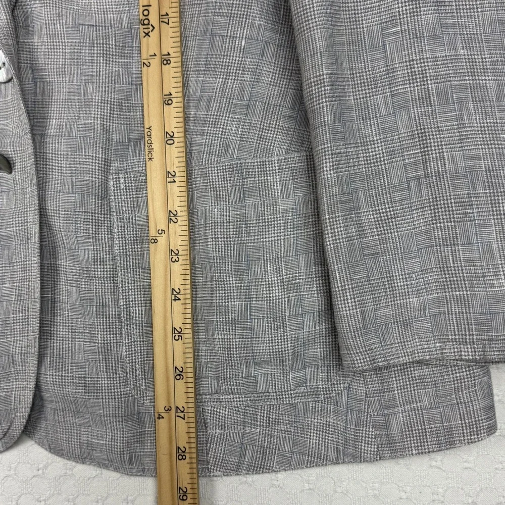 Poetry Linen Glen Plaid Check Blazer Professional Women US 14 EU 46 Quiet Luxury